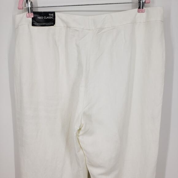 Nine West Neo Classic Pant 16 Straight Wide Leg Linen Blend High Rise White NWT - Picture 10 of 11